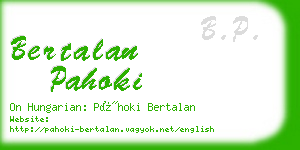 bertalan pahoki business card